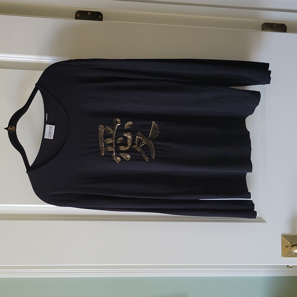 Chicos top with bronze colored sequins